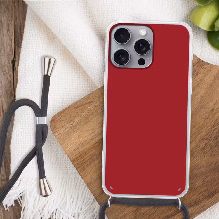 Burgundy - Wine - Rood Hoesje iPhone 16 Pro Max met koord klein 804 -sfeer4