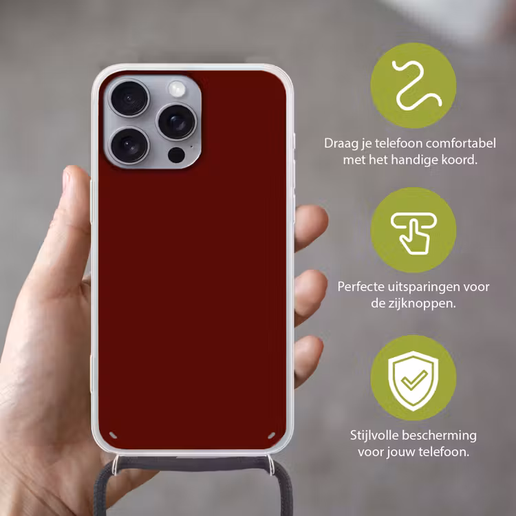Burnt - Mahogany - Rood Hoesje iPhone 16 Pro Max met koord klein 804 -sfeer2_NL