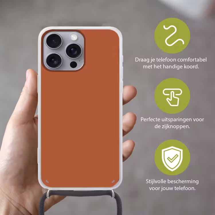 Burnt - Sienna - Oranje Hoesje iPhone 16 Pro Max met koord klein 804 -sfeer2_NL