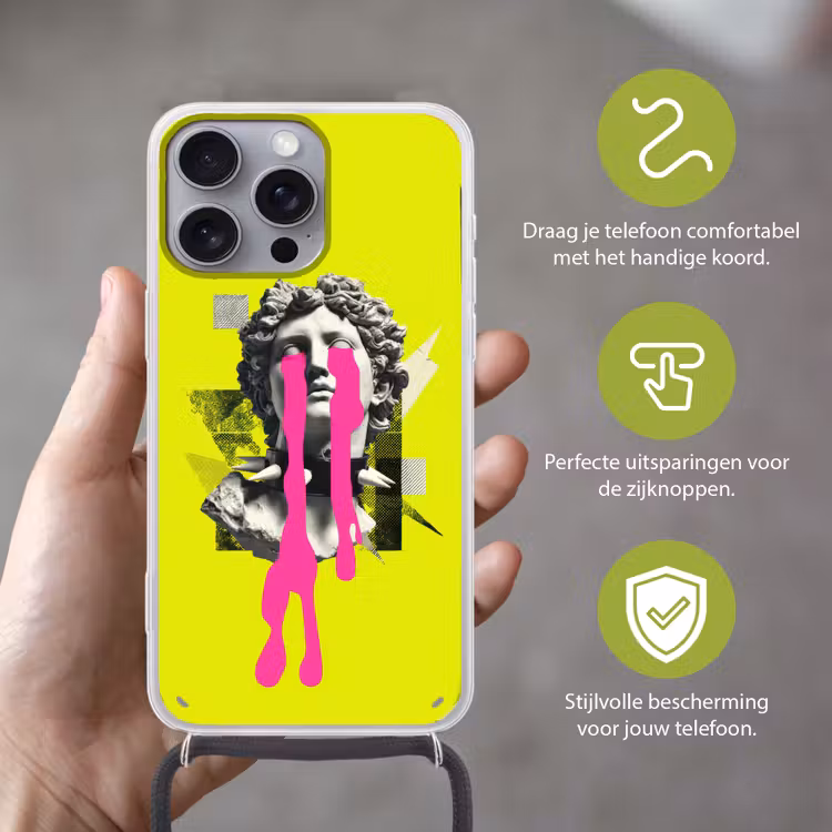 Buste - Verf - Geel Hoesje iPhone 16 Pro Max met koord klein -sfeer2_NL
