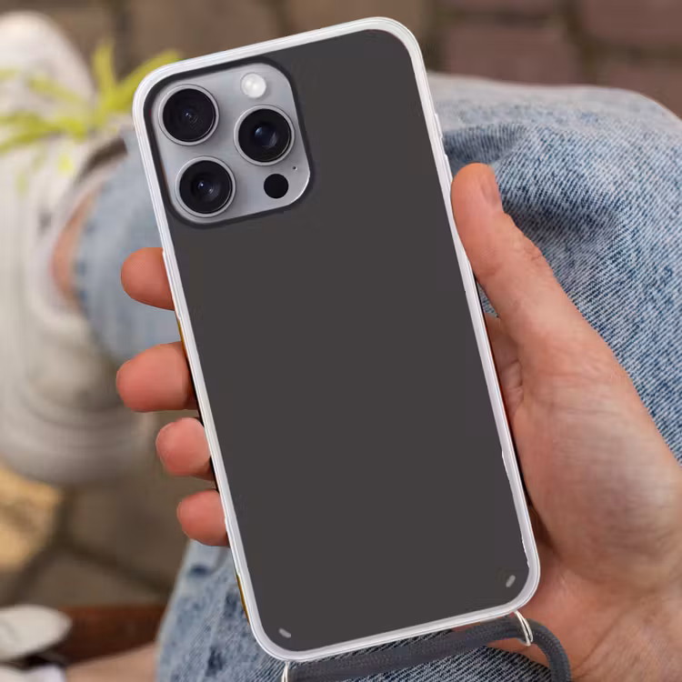 Charcoal - Grijs- Grey Hoesje iPhone 16 Pro Max met koord klein 804 -sfeer3