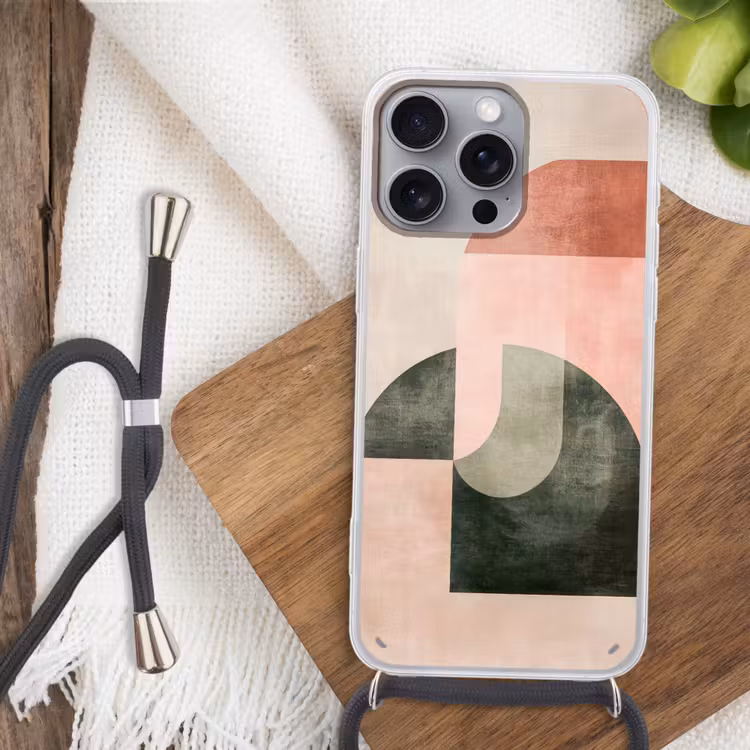 Cirkel - Abstract - Roze Hoesje iPhone 16 Pro Max met koord klein -sfeer4