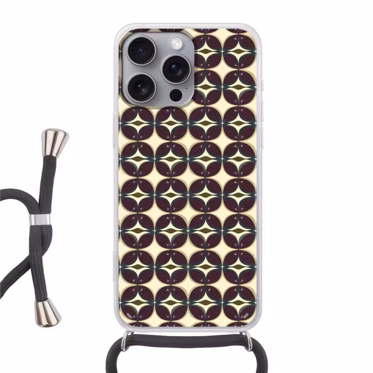Cirkel - Retro - Kleurrijk Hoesje iPhone 16 Pro Max met koord klein 804 -3d