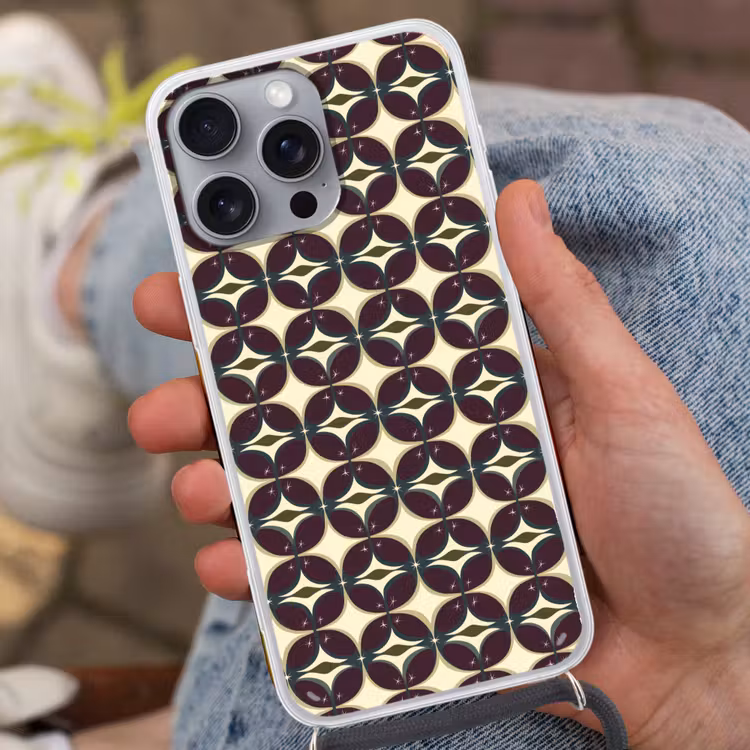 Cirkel - Retro - Kleurrijk Hoesje iPhone 16 Pro Max met koord klein 804 -sfeer3