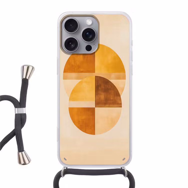 Cirkels - Geel - Minimalistisch Hoesje iPhone 16 Pro Max met koord klein -3d