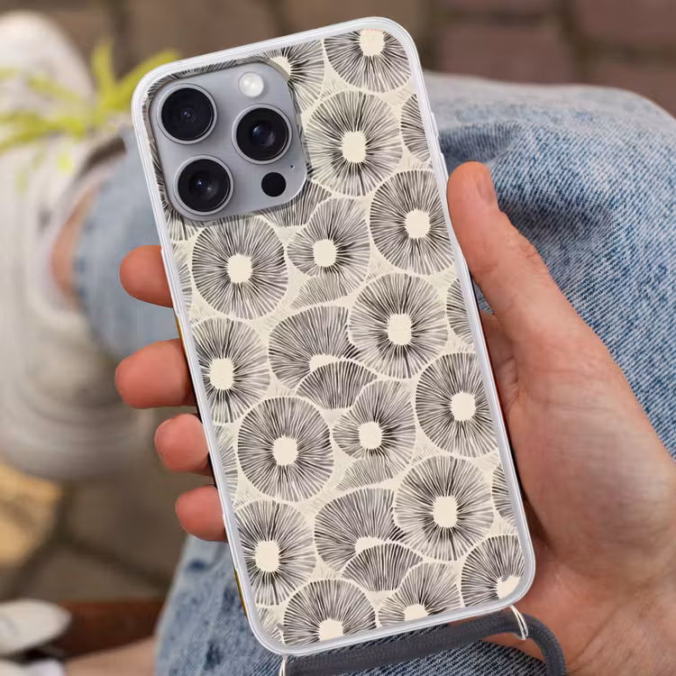 Cirkels - Patroon - Zwart Hoesje iPhone 16 Pro Max met koord klein 804 -sfeer3