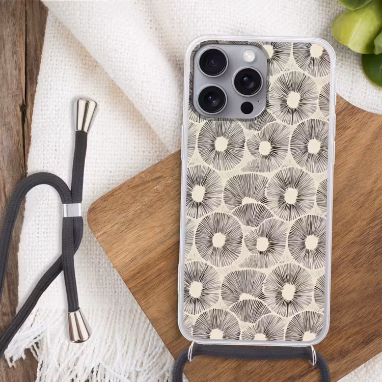 Cirkels - Patroon - Zwart Hoesje iPhone 16 Pro Max met koord klein 804 -sfeer4