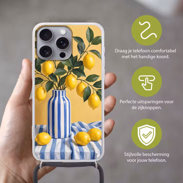 Telefoonhoesje met koord - Citroen - Stilleven - Modern - Citroen - Stilleven - Modern Hoesje iPhone 16 Pro Max met koord klein