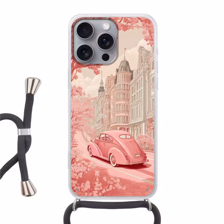 City - Car - Pink Hoesje iPhone 16 Pro Max met koord klein -3d
