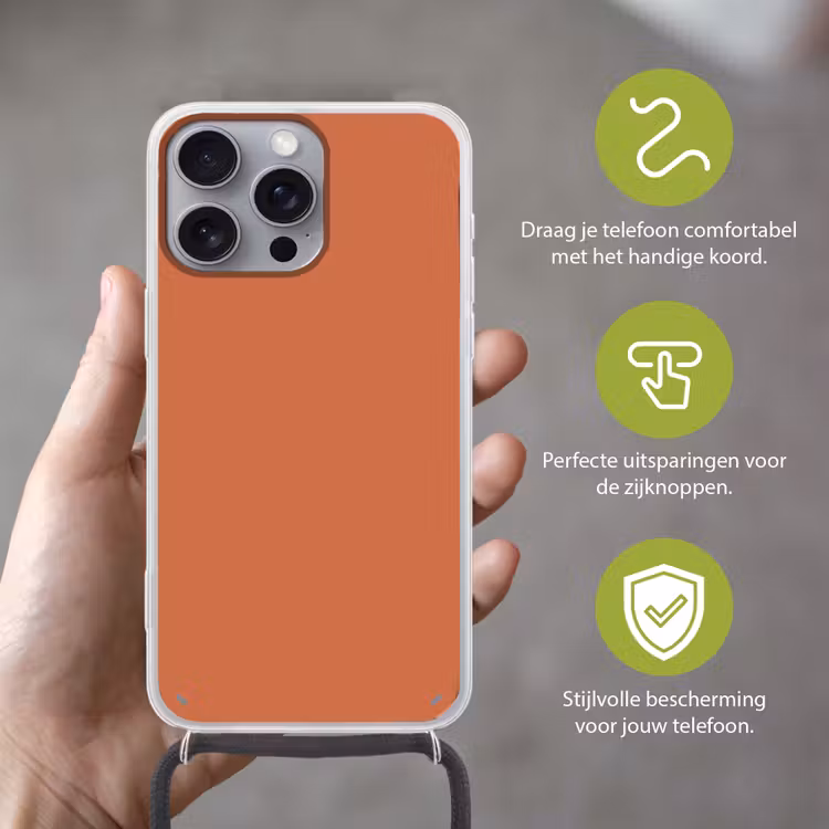 Classic - Terracotta - Oranje Hoesje iPhone 16 Pro Max met koord klein 804 -sfeer2_NL