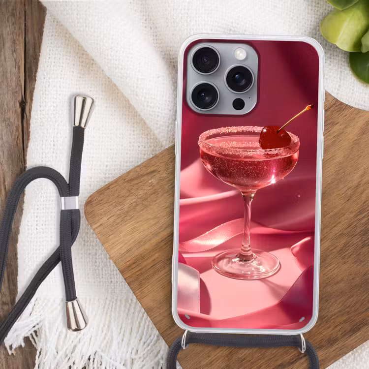 Cocktail - Pink - Luxe Hoesje iPhone 16 Pro Max met koord klein -sfeer4