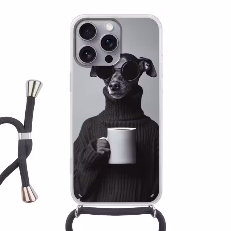 Coltrui - Hond - Bril - Mok Hoesje iPhone 16 Pro Max met koord klein -3d