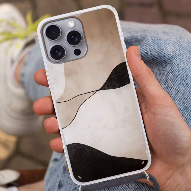 Contourlijnen - Abstracte landschap Hoesje iPhone 16 Pro Max met koord klein -sfeer3