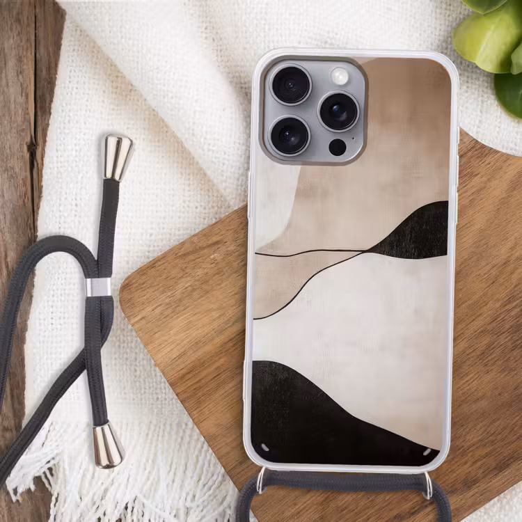 Contourlijnen - Abstracte landschap Hoesje iPhone 16 Pro Max met koord klein -sfeer4