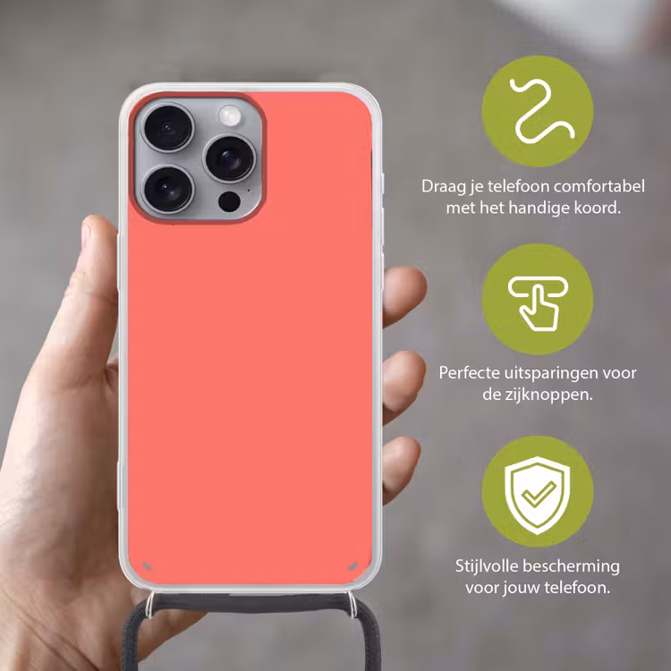 Coral - Punch - Koraal Hoesje iPhone 16 Pro Max met koord klein 804 -sfeer2_NL