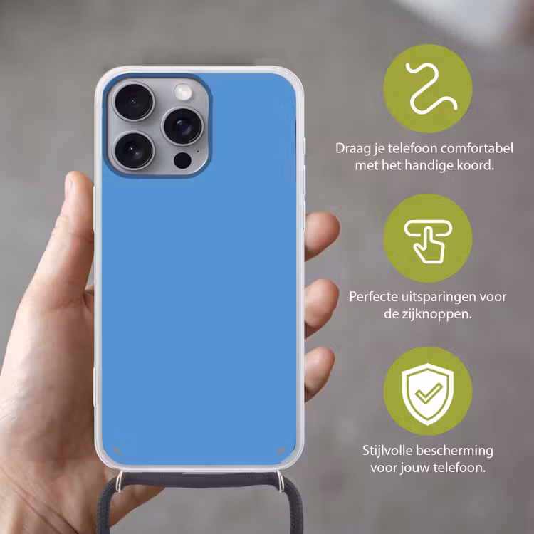 Cornflower - Blue - Blauw Hoesje iPhone 16 Pro Max met koord klein 804 -sfeer2_NL