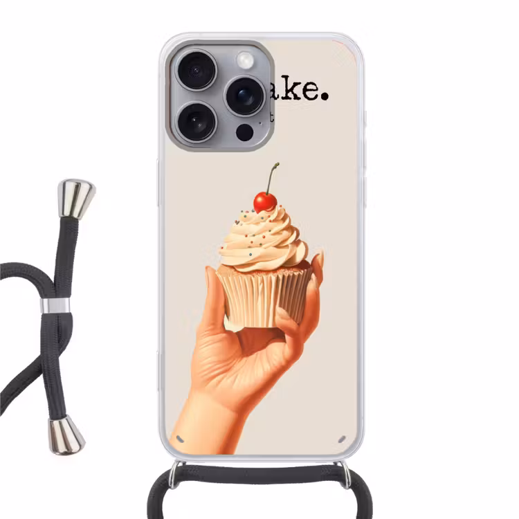 Cupcake - Zoet - Kers Hoesje iPhone 16 Pro Max met koord klein -3d