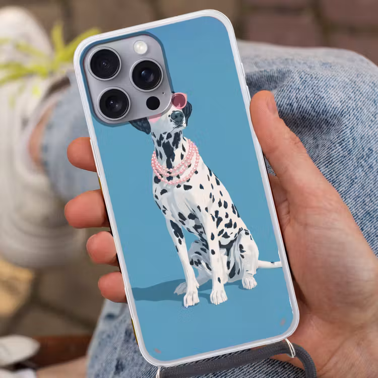 Dalmatiër - Zonnebril - Blauw Hoesje iPhone 16 Pro Max met koord klein -sfeer3
