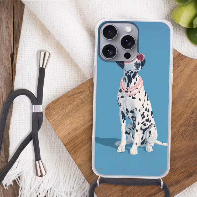 Dalmatiër - Zonnebril - Blauw Hoesje iPhone 16 Pro Max met koord klein -sfeer4