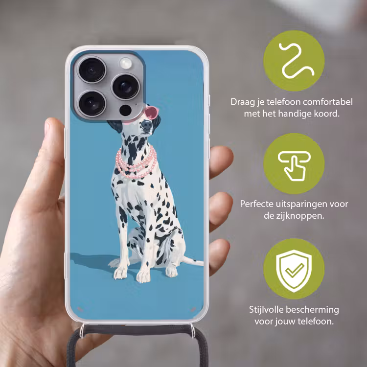 Dalmatiër - Zonnebril - Blauw Hoesje iPhone 16 Pro Max met koord klein -sfeer2_NL