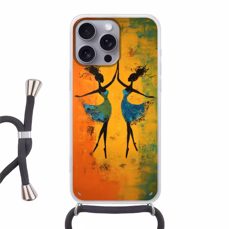 Dansen - Vrouwen - Verfstructuur Hoesje iPhone 16 Pro Max met koord klein -3d