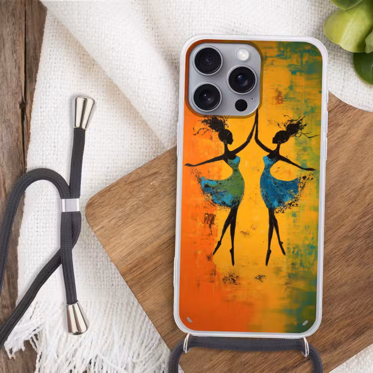 Dansen - Vrouwen - Verfstructuur Hoesje iPhone 16 Pro Max met koord klein -sfeer4