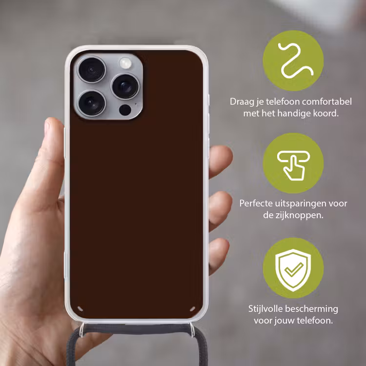 Dark - Chocolate - Bruin Hoesje iPhone 16 Pro Max met koord klein 804 -sfeer2_NL