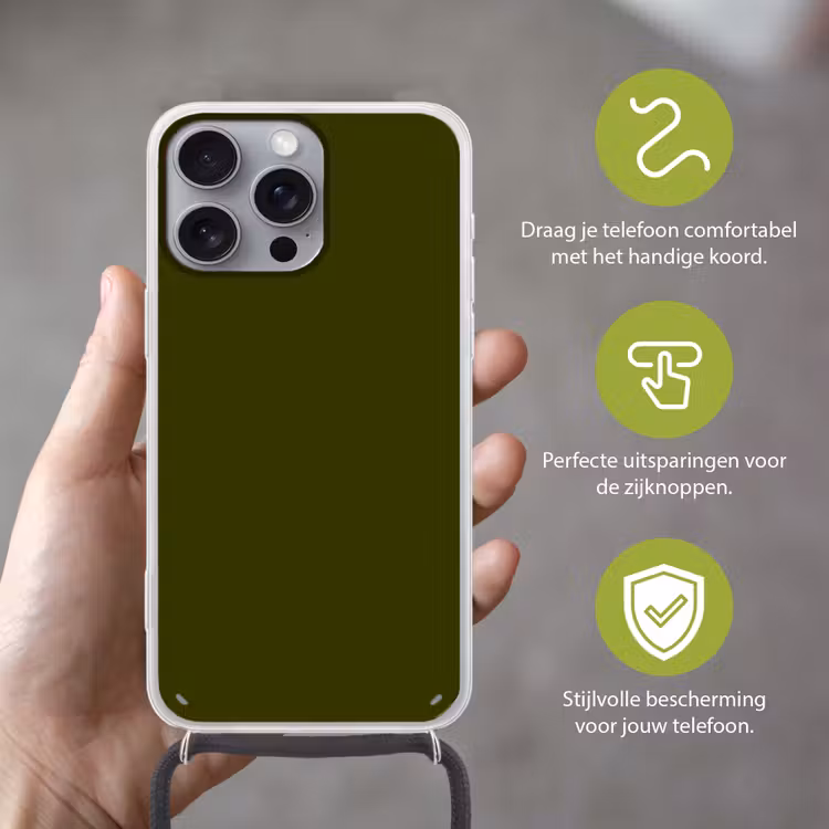 Dark - Olive - Groen Hoesje iPhone 16 Pro Max met koord klein 804 -sfeer2_NL