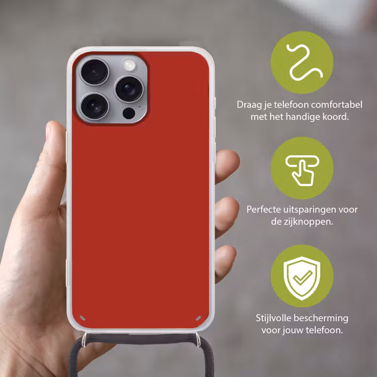 Deep - Crimson - Rood Hoesje iPhone 16 Pro Max met koord klein 804 -sfeer2_NL