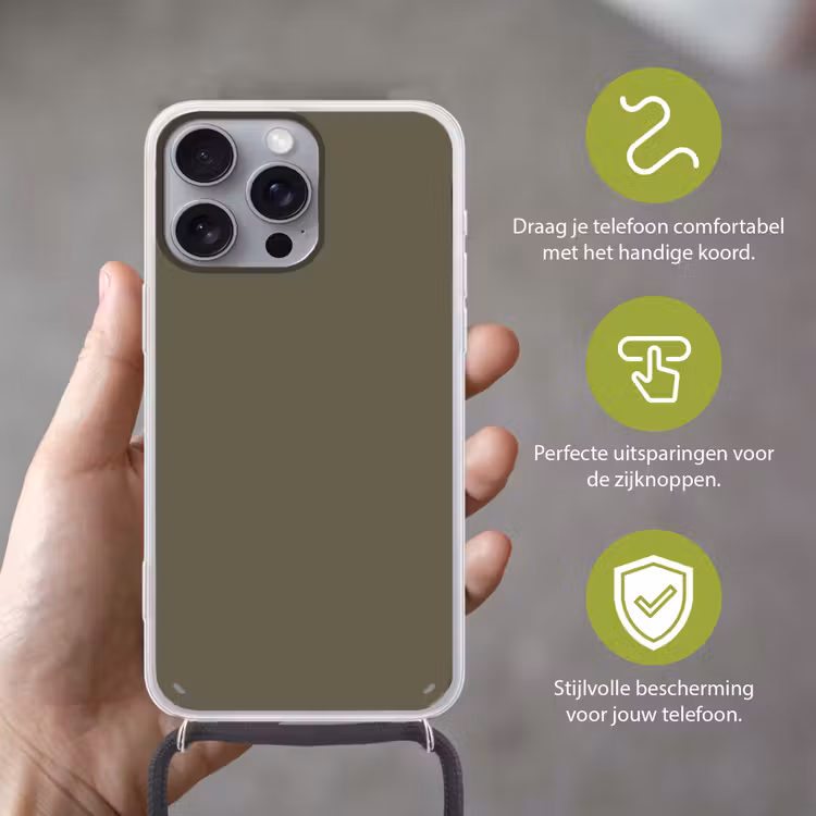 Deep - Khaki - Groen Hoesje iPhone 16 Pro Max met koord klein 804 -sfeer2_NL