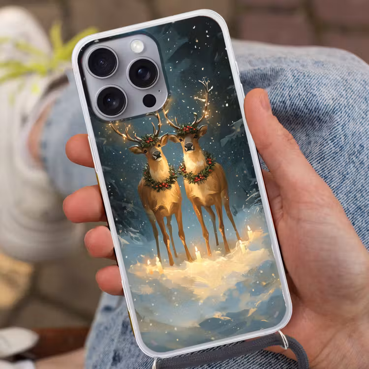 Dennensprookje - Rendier - Nacht Hoesje iPhone 16 Pro Max met koord klein -sfeer3