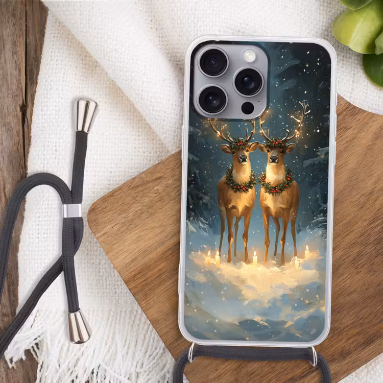 Dennensprookje - Rendier - Nacht Hoesje iPhone 16 Pro Max met koord klein -sfeer4