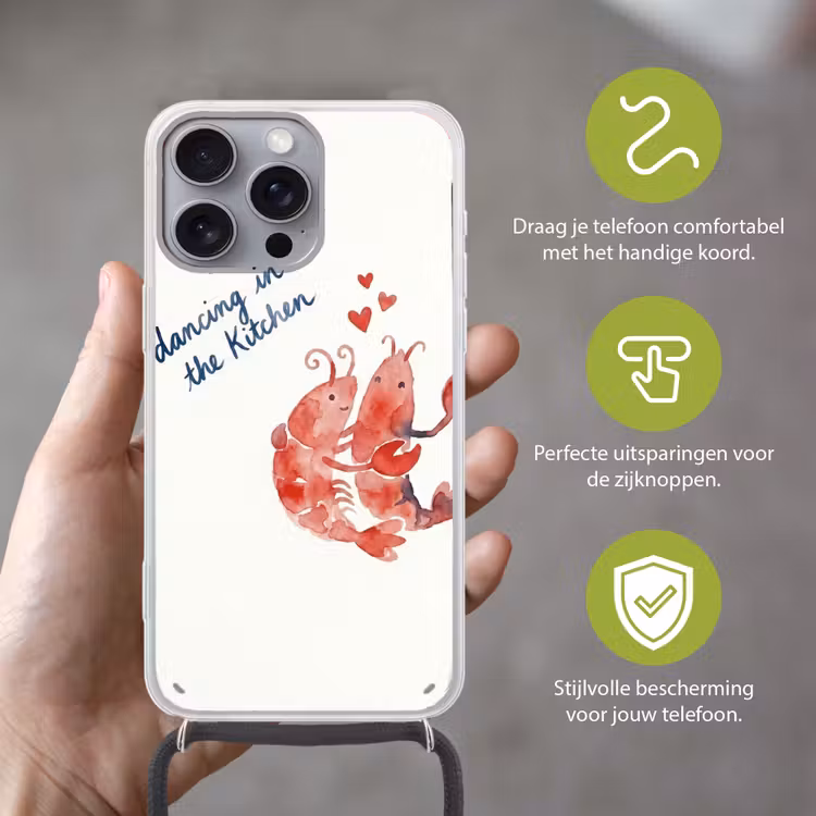 Dier - Dans - Liefde - Waterverf - Rood Hoesje iPhone 16 Pro Max met koord klein -sfeer2_NL