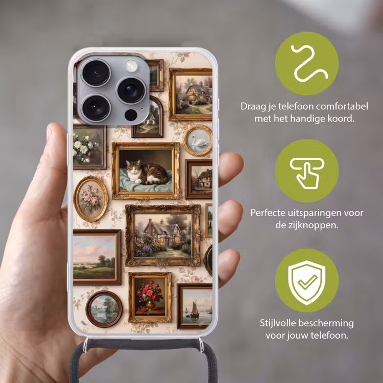 Dier - Kat - Portret - Klassiek Hoesje iPhone 16 Pro Max met koord klein -sfeer2_NL