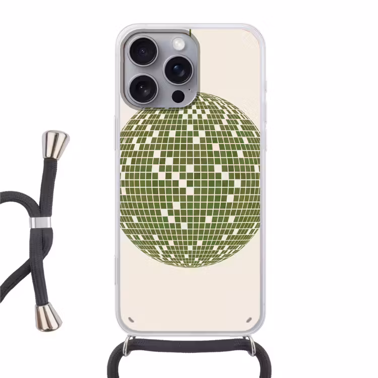 Disco - Bal - Groen - Abstract - Modern Hoesje iPhone 16 Pro Max met koord klein -3d