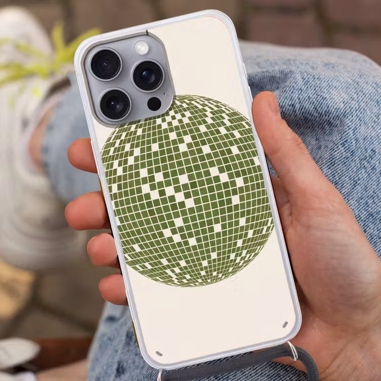 Disco - Bal - Groen - Abstract - Modern Hoesje iPhone 16 Pro Max met koord klein -sfeer3