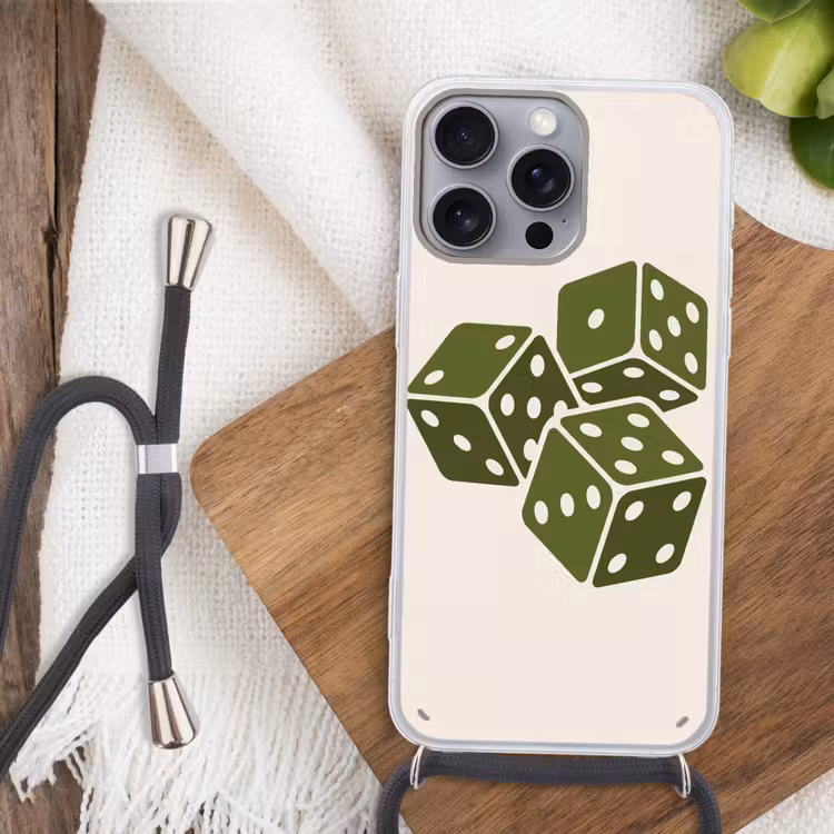 Dobbelsteen - Spel - Groen - Abstract Hoesje iPhone 16 Pro Max met koord klein -sfeer4