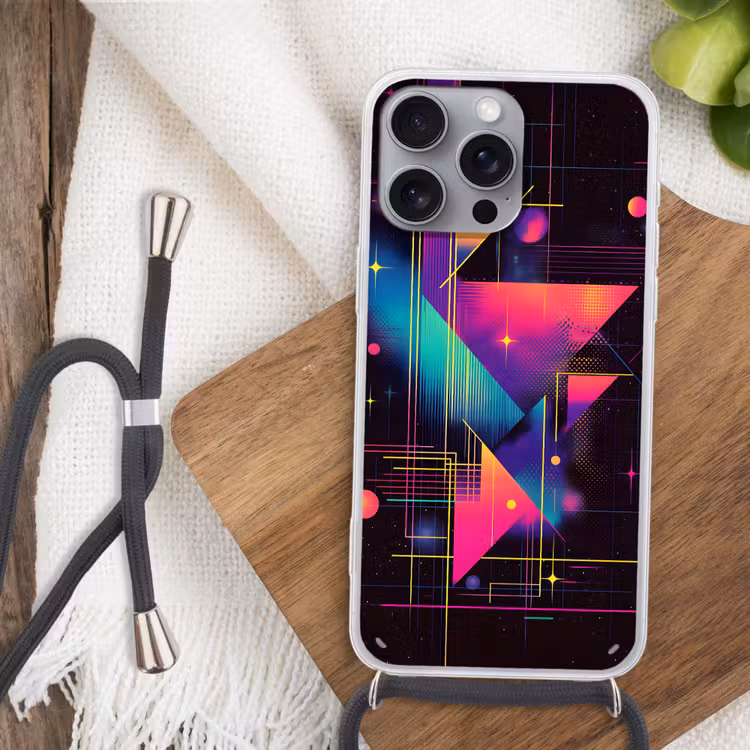Driehoeken - Cirkels - Abstract - Sterren Hoesje iPhone 16 Pro Max met koord klein -sfeer4