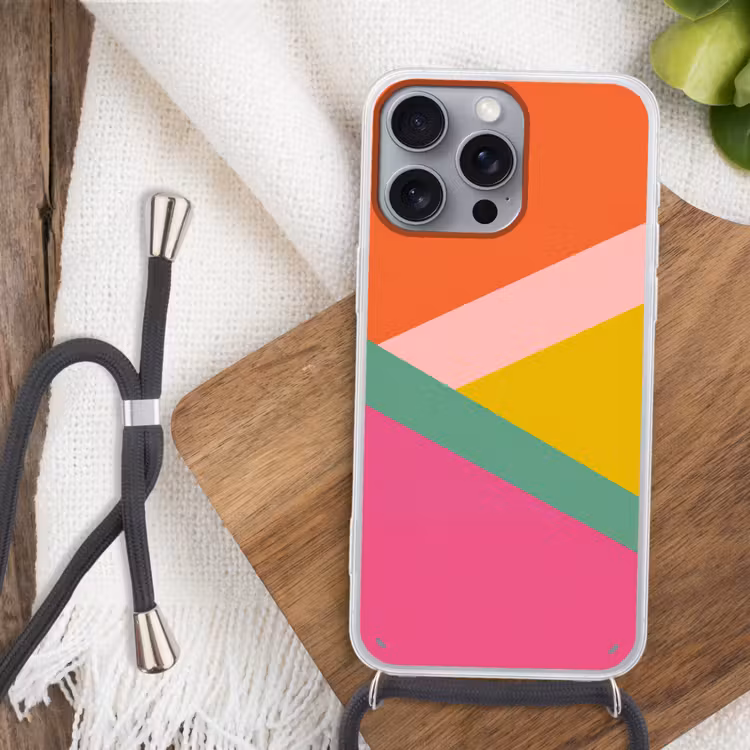 Driehoeken - Kleurrijk - Abstract Hoesje iPhone 16 Pro Max met koord klein -sfeer4