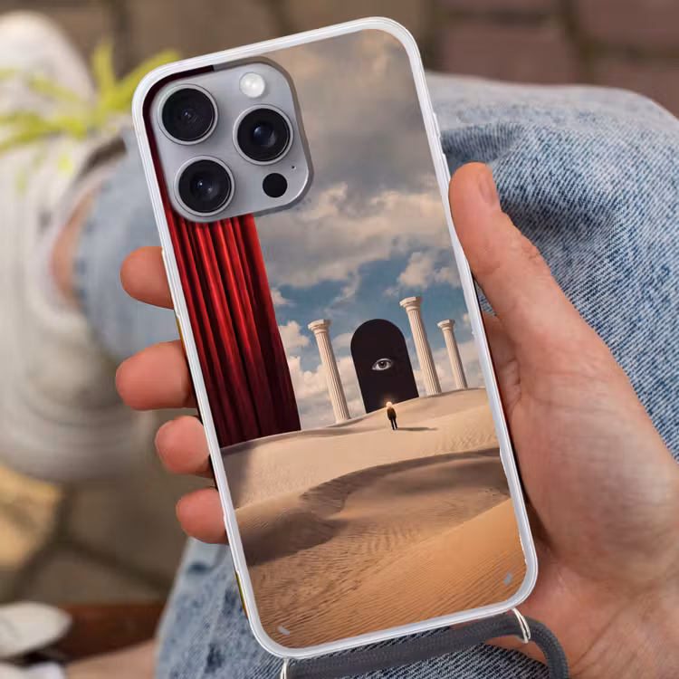Telefoonhoesje met koord - Droom - Woestijn - Oog - Droom - Woestijn - Oog Hoesje iPhone 16 Pro Max met koord klein