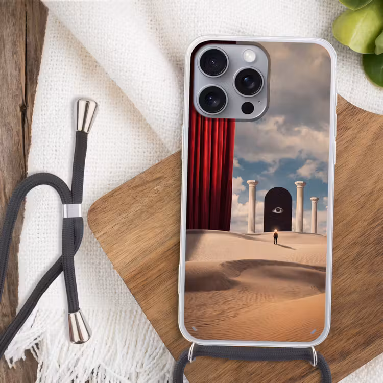 Telefoonhoesje met koord - Droom - Woestijn - Oog - Droom - Woestijn - Oog Hoesje iPhone 16 Pro Max met koord klein