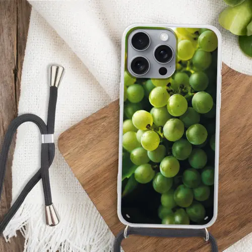 Druiven - Tros - Groen Hoesje iPhone 16 Pro Max met koord klein -sfeer4