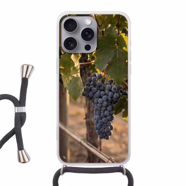 Druiven - Wijngaard - Zonlicht Hoesje iPhone 16 Pro Max met koord klein -3d
