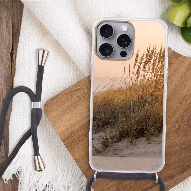 Duinlandschap - Zonsondergang - Strand Hoesje iPhone 16 Pro Max met koord klein -sfeer4