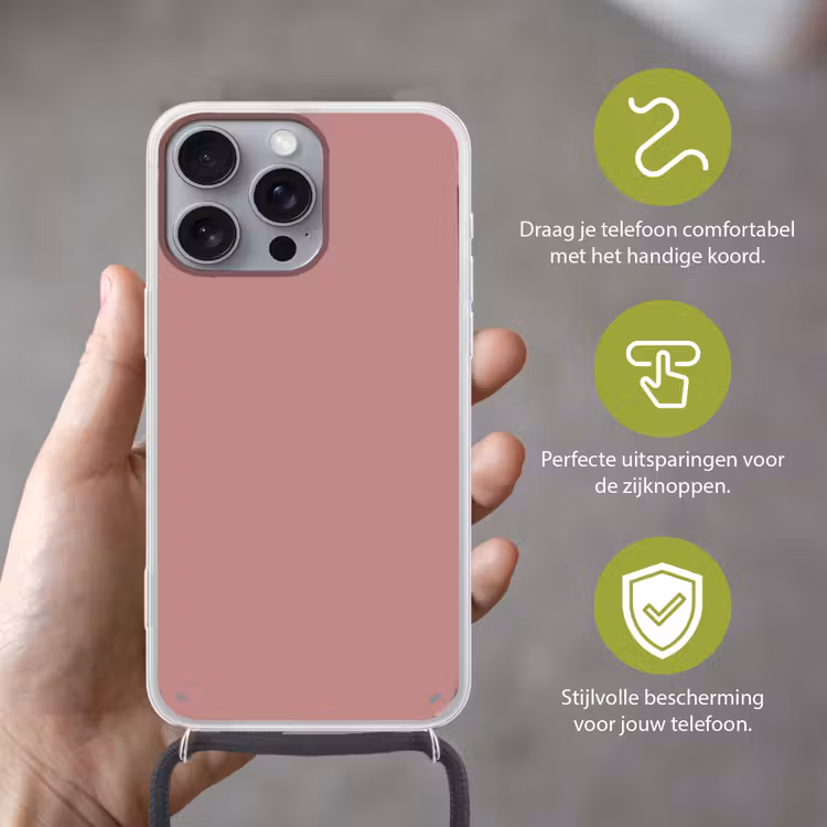 Dusty - Rose - Roze Hoesje iPhone 16 Pro Max met koord klein 804 -sfeer2_NL