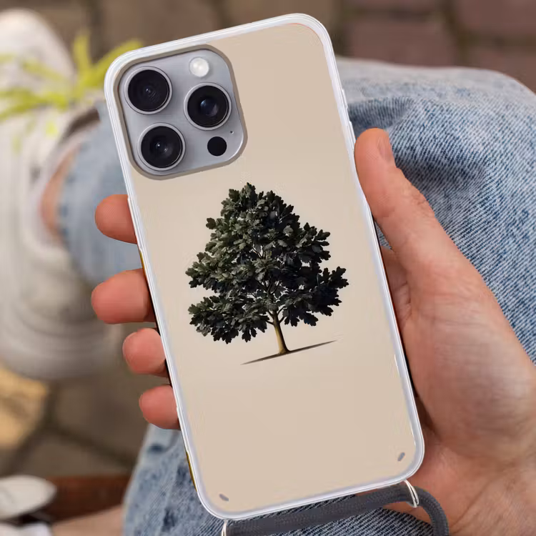 Eikenboom - Schaduw - Egaal Hoesje iPhone 16 Pro Max met koord klein -sfeer3