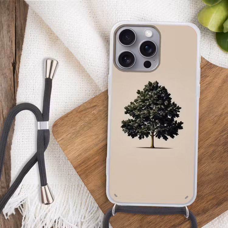 Eikenboom - Schaduw - Egaal Hoesje iPhone 16 Pro Max met koord klein -sfeer4