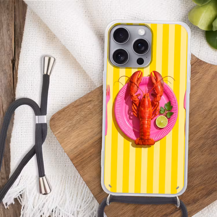 Eten - Roze - Geel - Modern - Culinaire Hoesje iPhone 16 Pro Max met koord klein -sfeer4