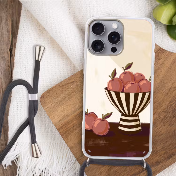 Eten - Schaal - Stilleven - Modern - Rood Hoesje iPhone 16 Pro Max met koord klein -sfeer4