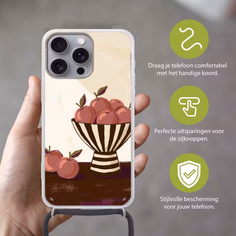 Eten - Schaal - Stilleven - Modern - Rood Hoesje iPhone 16 Pro Max met koord klein -sfeer2_NL